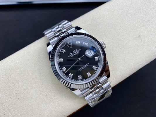 DateJust 41 126334 Clean 1:1 Best Edition 904L Steel Black/Moissanite Dial on Jubilee Bracelet DD3235