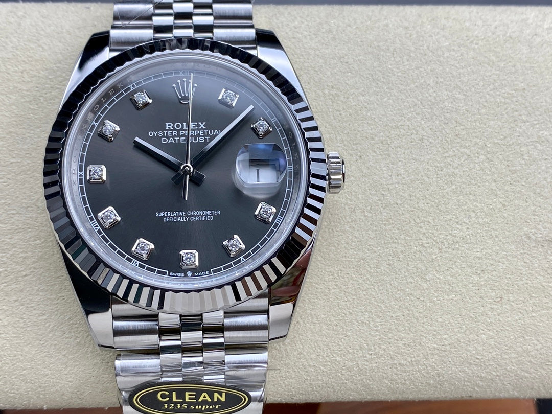 DateJust 41 126334 Clean 1:1 Best Edition 904L Steel Gray/Moissanite Dial on Jubilee Bracelet DD3235