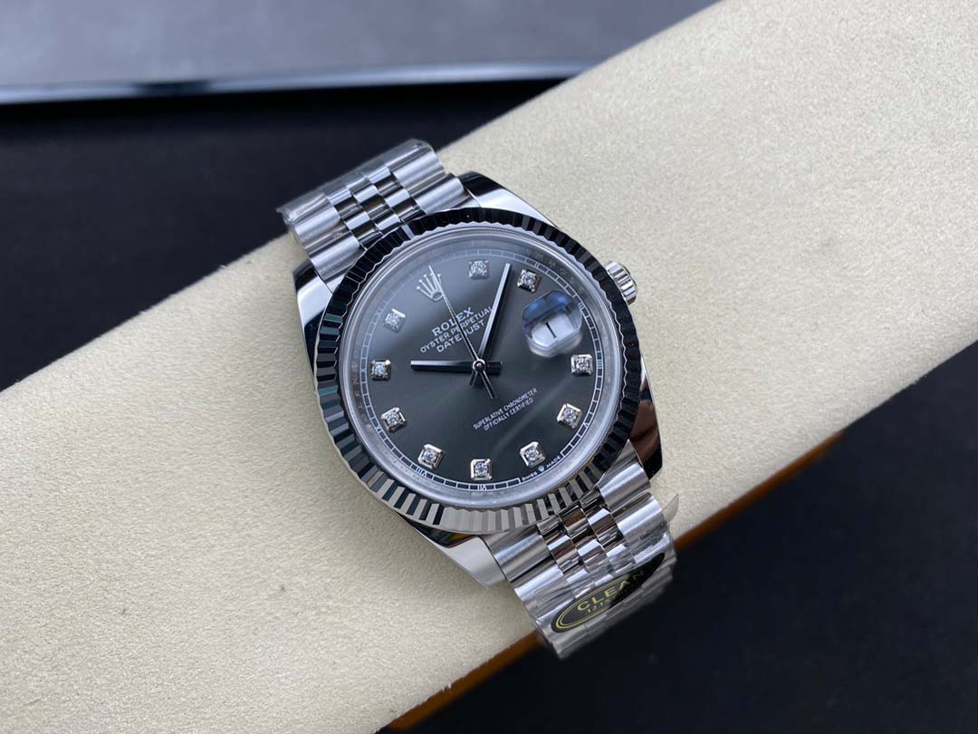 DateJust 41 126334 Clean 1:1 Best Edition 904L Steel Gray/Moissanite Dial on Jubilee Bracelet DD3235