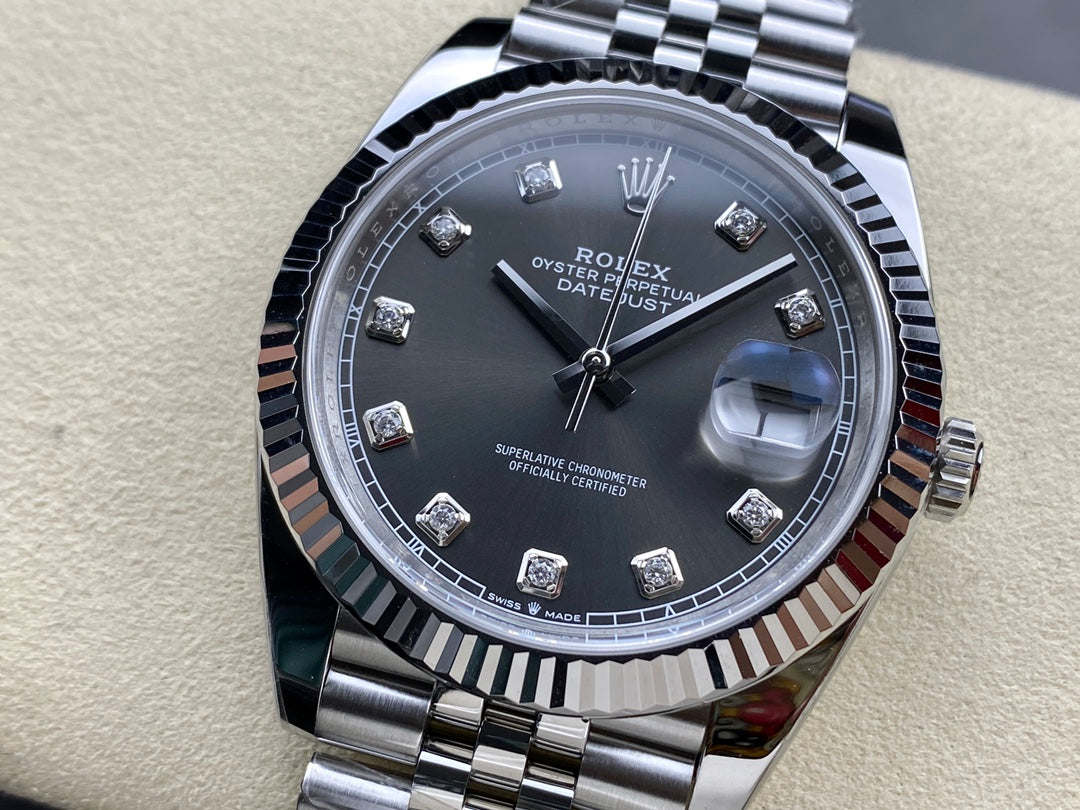 DateJust 41 126334 Clean 1:1 Best Edition 904L Steel Gray/Moissanite Dial on Jubilee Bracelet DD3235