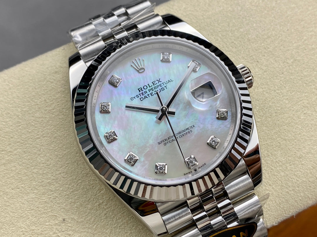 DateJust 41 126334 Clean 1:1 Best Edition 904L Steel White Pearl Moissanite Dial on Jubilee Bracelet DD3235