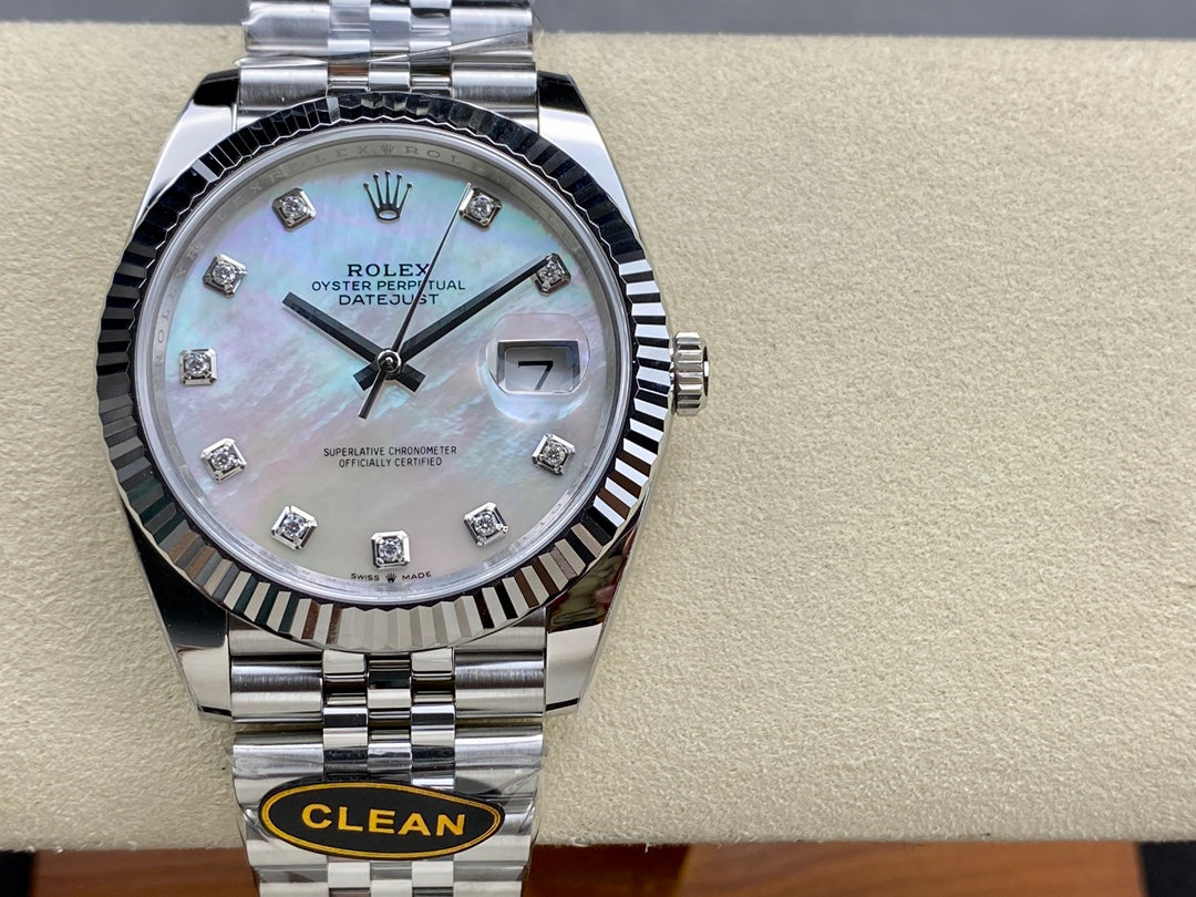 DateJust 41 126334 Clean 1:1 Best Edition 904L Steel White Pearl Moissanite Dial on Jubilee Bracelet DD3235