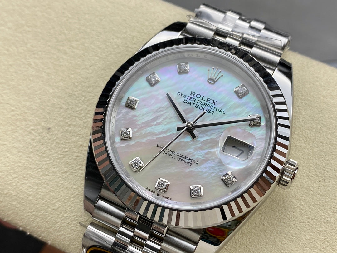 DateJust 41 126334 Clean 1:1 Best Edition 904L Steel White Pearl Moissanite Dial on Jubilee Bracelet DD3235