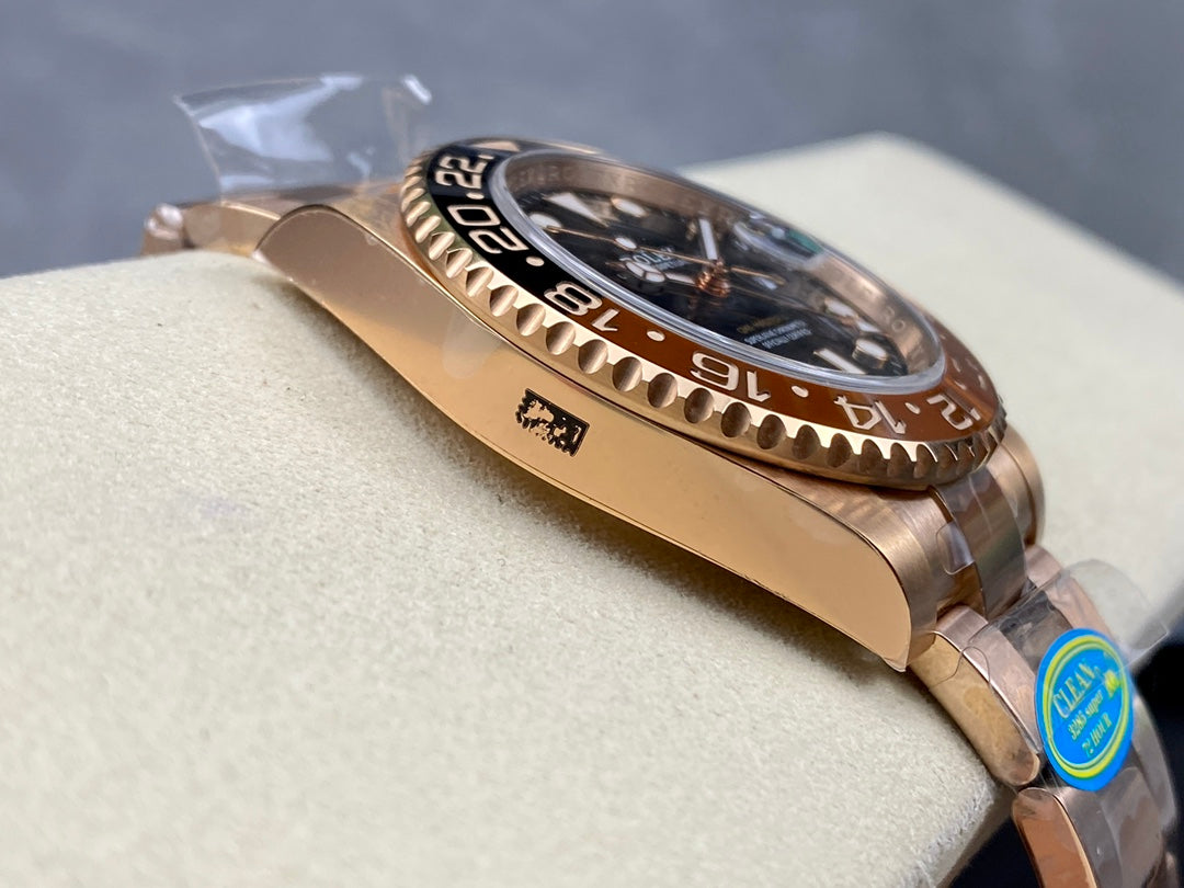GMT-Master II 126715 CHNR Black/Brown Ceramic Clean Factory 1:1 Best Edition on RG Jubilee Bracelet DD3285 CHS V3