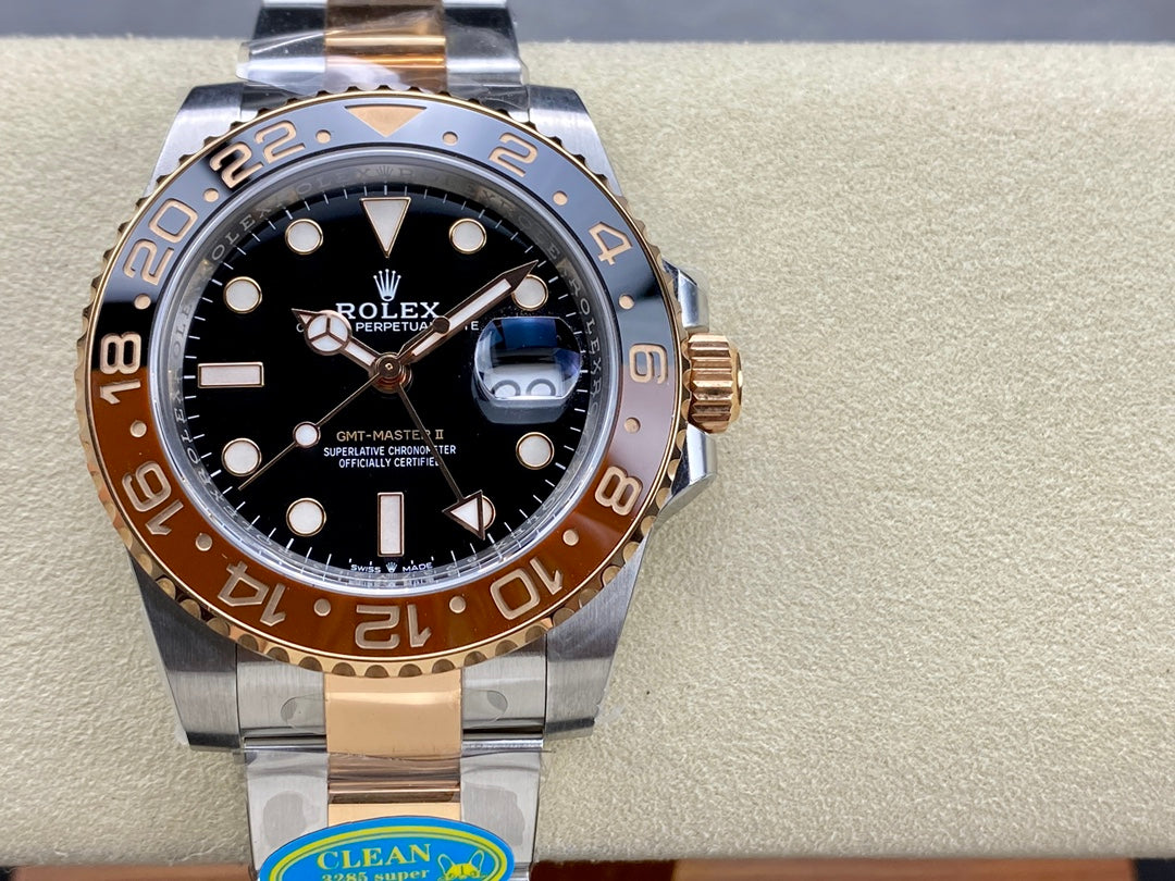 GMT-Master II 126711 CHNR Black/Brown Ceramic Clean Factory 1:1 Best Edition on SS/RG Jubilee Bracelet DD3285 CHS V3