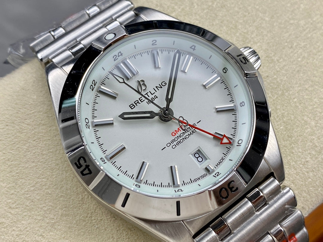 Chronomat GMT 40 SS BLS 1:1 Best Edition White Dial on SS Bracelet A2836