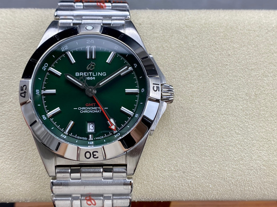 Chronomat GMT 40 SS BLS 1:1 Best Edition Deep Green Dial on SS Bracelet A2836