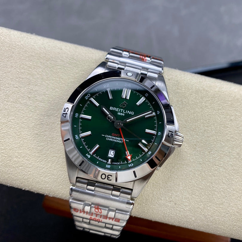 Chronomat GMT 40 SS BLS 1:1 Best Edition Deep Green Dial on SS Bracelet A2836