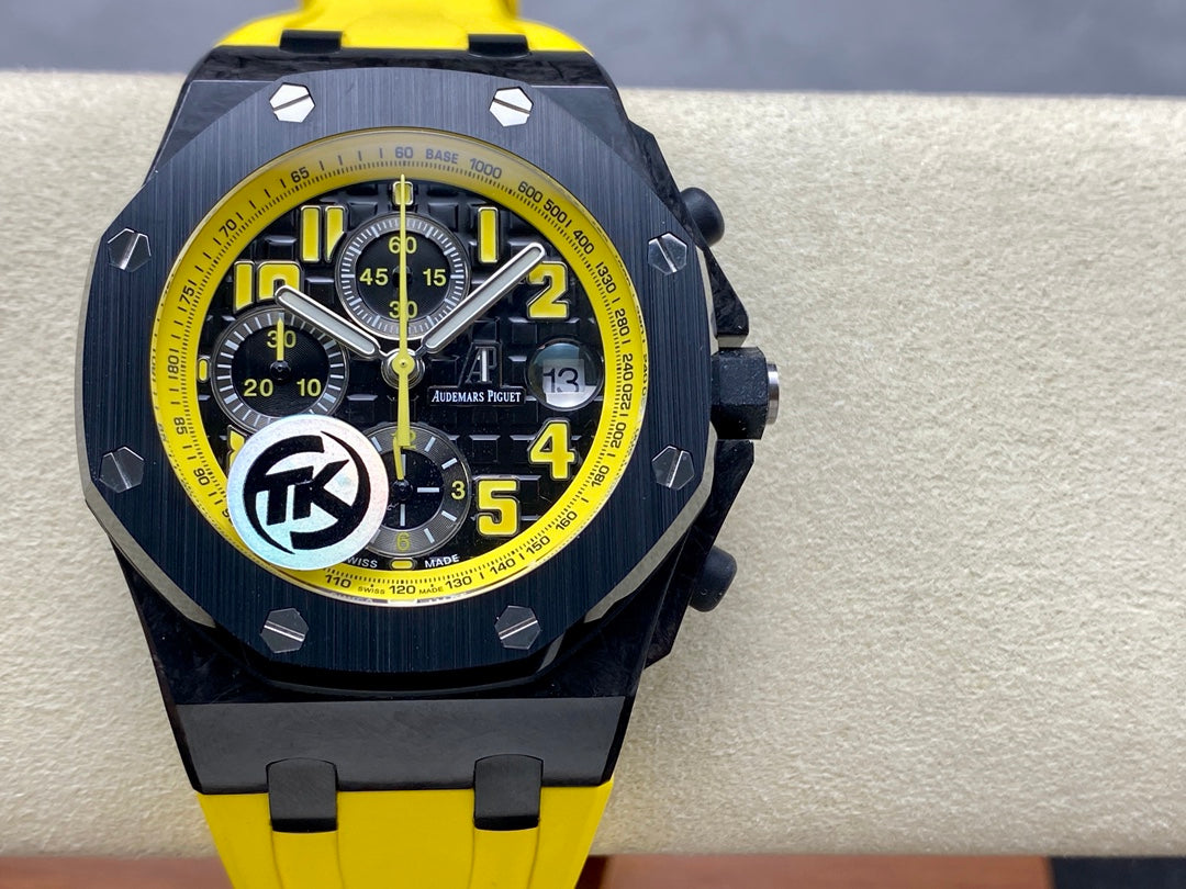 Royal Oak Offshore 'Bumble Bee' 42mm Ceramic Bezel SS TKF Best Edition Black Dial on Yellow Rubber Strap A3126