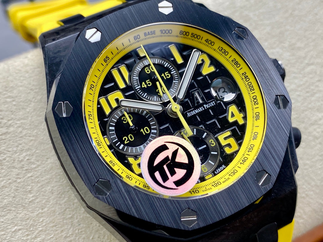 Royal Oak Offshore 'Bumble Bee' 42mm Ceramic Bezel SS TKF Best Edition Black Dial on Yellow Rubber Strap A3126
