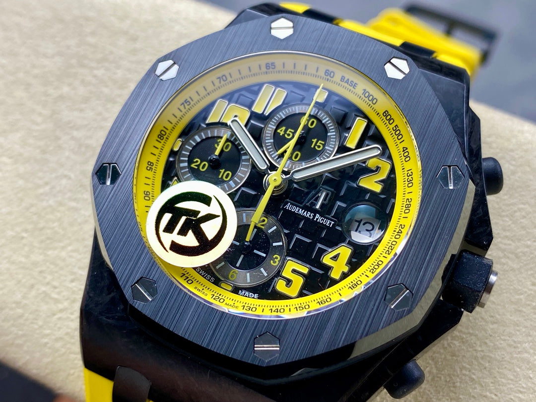 Royal Oak Offshore 'Bumble Bee' 42mm Ceramic Bezel SS TKF Best Edition Black Dial on Yellow Rubber Strap A3126