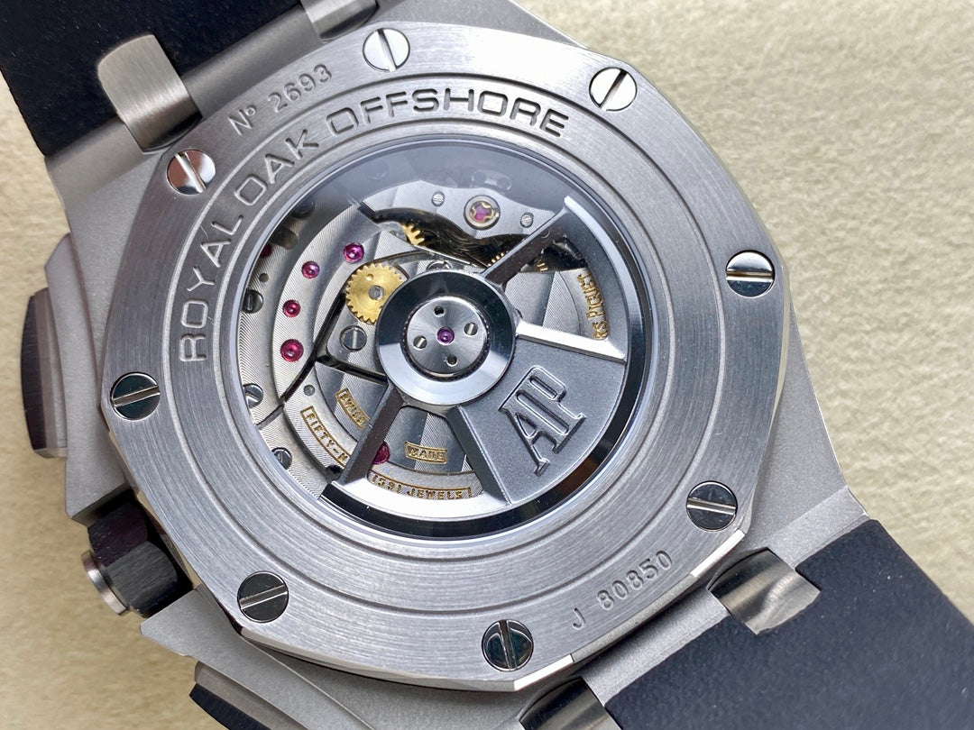 Royal Oak Offshore 44mm SS TKF 1:1 Best Edition White Dial on Black Rubber Strap A3126