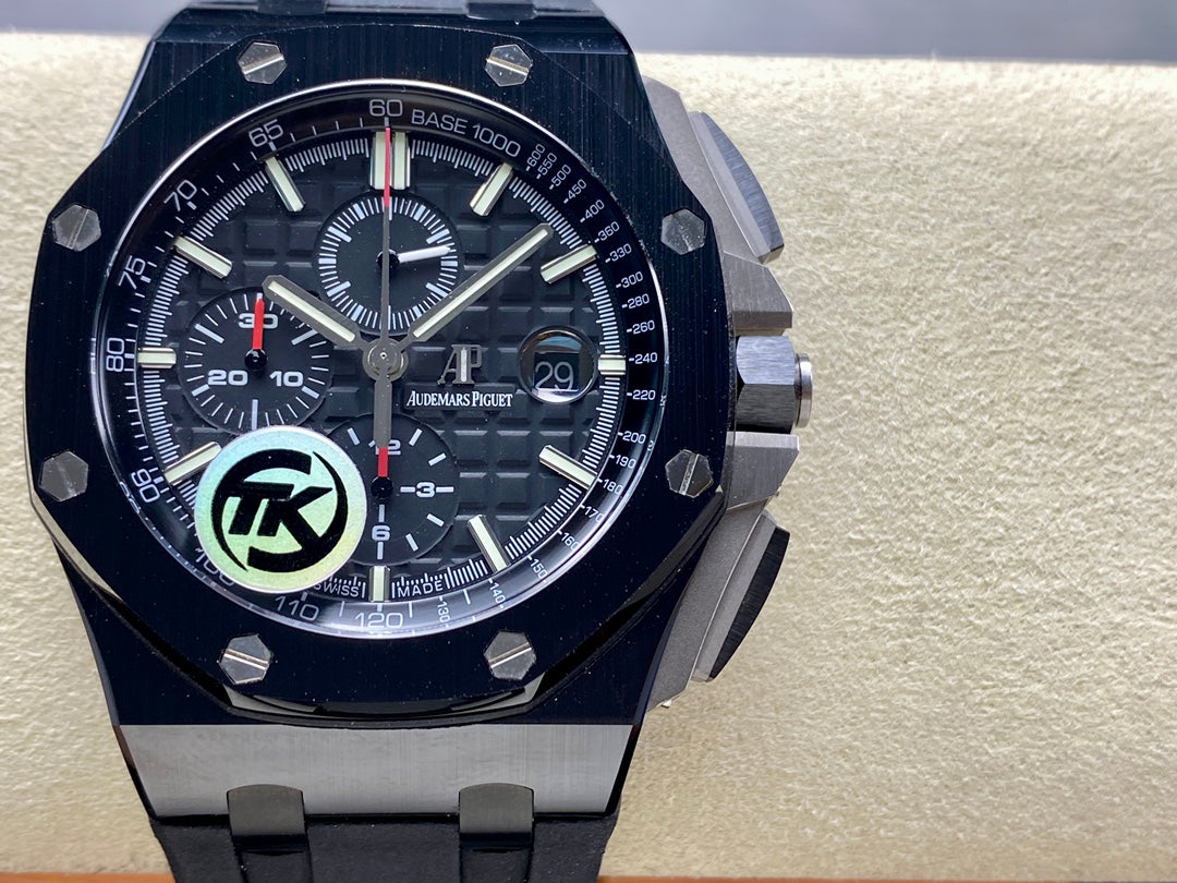 Royal Oak Offshore 44mm Black Ceramic TKF Best Edition Black Dial on Black Rubber Strap A3126