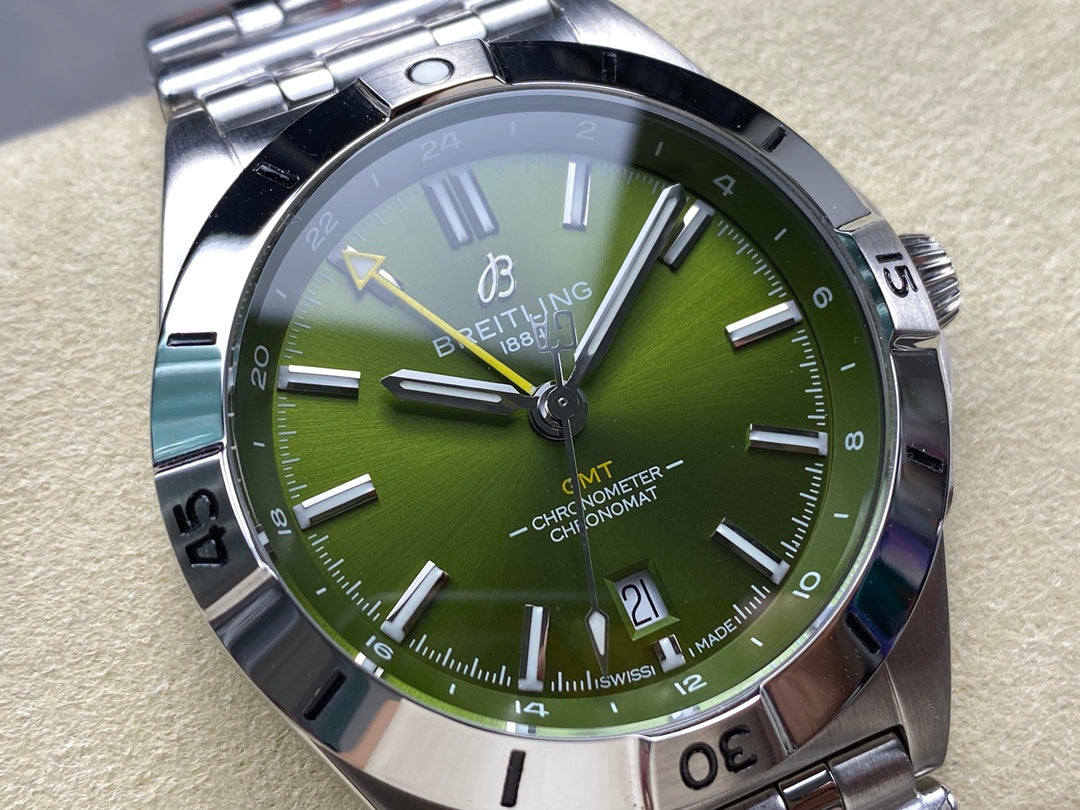 Chronomat GMT 40 SS BLS 1:1 Best Edition Green Dial on SS Bracelet A2836