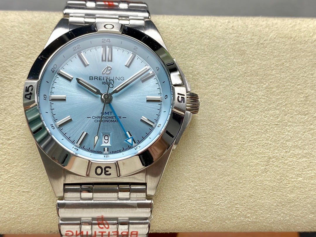 Chronomat GMT 40 SS BLS 1:1 Best Edition Ice Blue Dial on SS Bracelet A2836