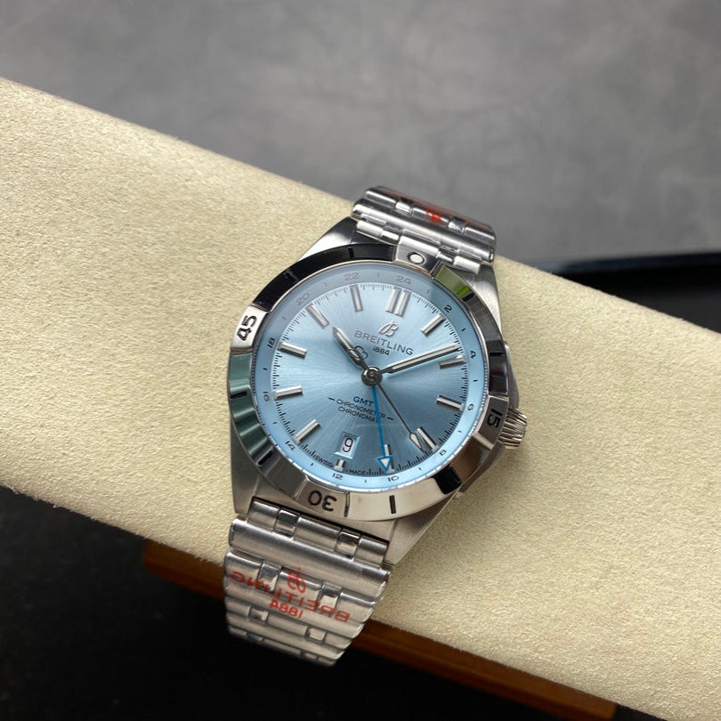 Chronomat GMT 40 SS BLS 1:1 Best Edition Ice Blue Dial on SS Bracelet A2836