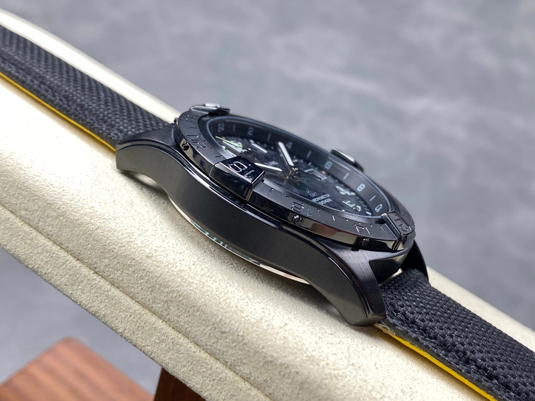 Avenger Chronometer 42mm GMT DLC BLSF 1:1 Best Version Black Dial On Black Nylon Strap A2836