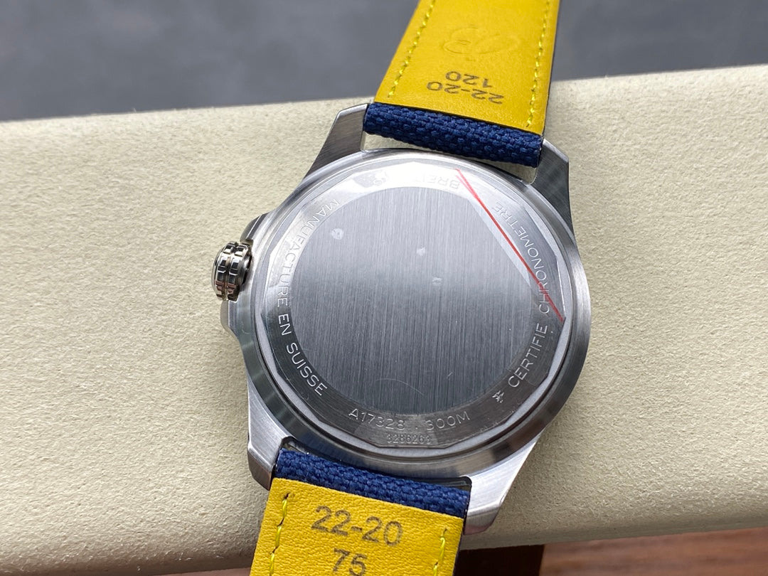Avenger Chronometer 42mm GMT SS BLSF 1:1 Best Version Blue Dial On Blue Nylon Strap A2836