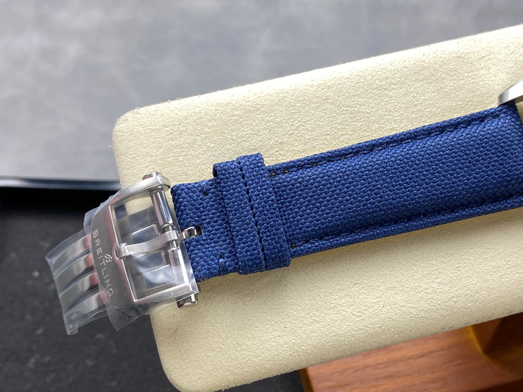 Avenger Chronometer 42mm GMT SS BLSF 1:1 Best Version Blue Dial On Blue Nylon Strap A2836