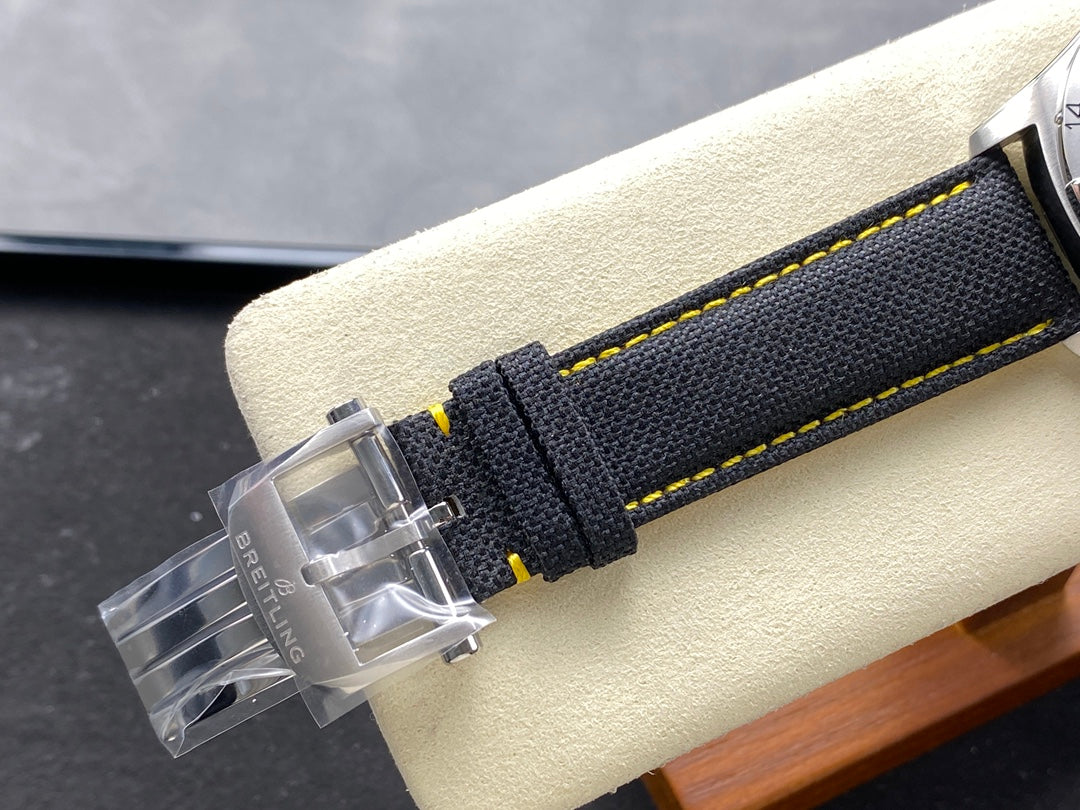 Avenger Chronometer 42mm GMT Yellow Second Hand SS BLSF 1:1 Best Version Black Dial On Black Nylon Strap A2836