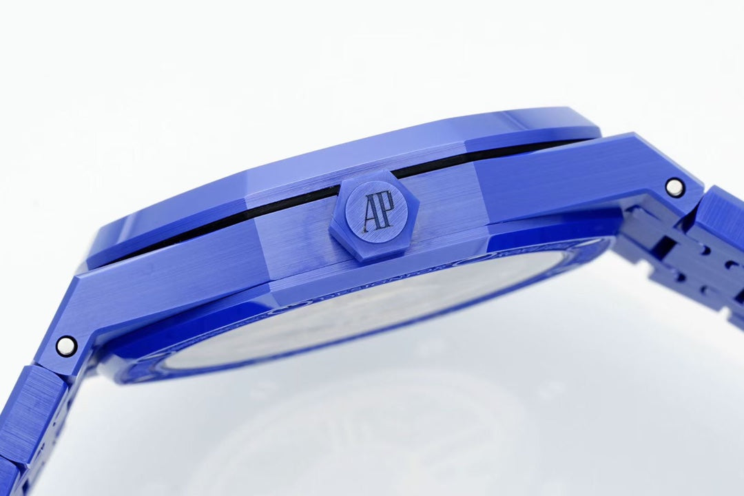 Royal Oak 15500 Blue Ceramic APSF 1:1 Best Edition Blue Stars Dial on Blue Ceramic Bracelet SA4302 Super Clone
