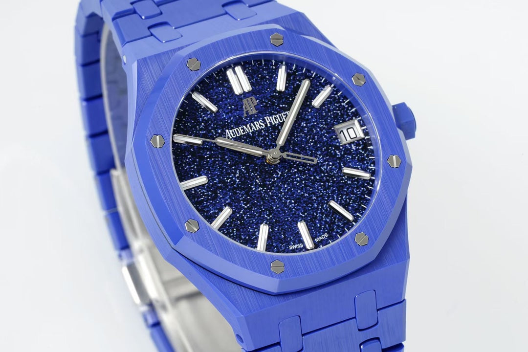 Royal Oak 15500 Blue Ceramic APSF 1:1 Best Edition Blue Stars Dial on Blue Ceramic Bracelet SA4302 Super Clone