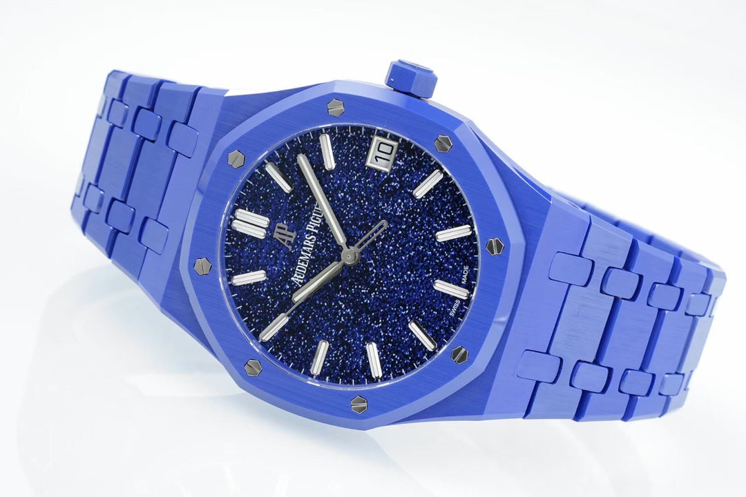 Royal Oak 15500 Blue Ceramic APSF 1:1 Best Edition Blue Stars Dial on Blue Ceramic Bracelet SA4302 Super Clone