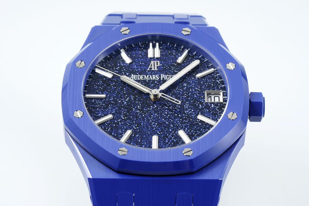 Royal Oak 15500 Blue Ceramic APSF 1:1 Best Edition Blue Stars Dial on Blue Ceramic Bracelet SA4302 Super Clone