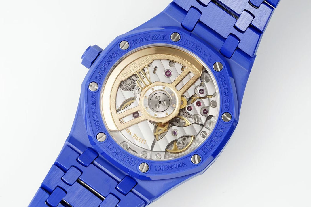 Royal Oak 15500 Blue Ceramic APSF 1:1 Best Edition Blue Stars Dial on Blue Ceramic Bracelet SA4302 Super Clone
