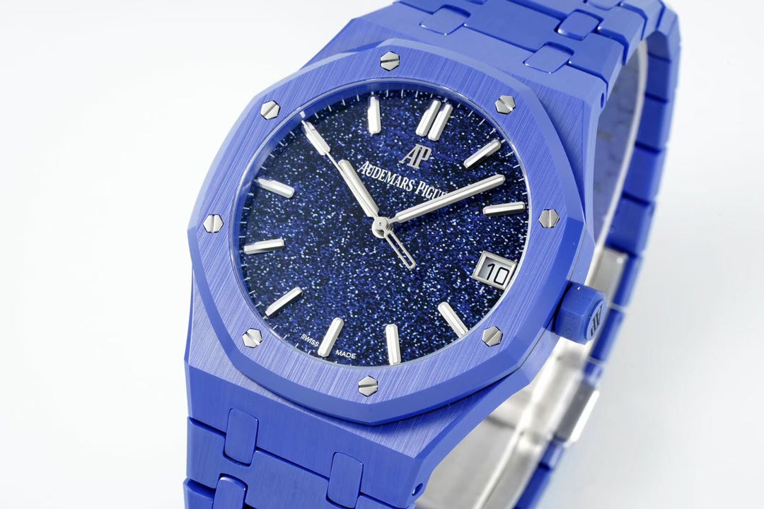 Royal Oak 15500 Blue Ceramic APSF 1:1 Best Edition Blue Stars Dial on Blue Ceramic Bracelet SA4302 Super Clone