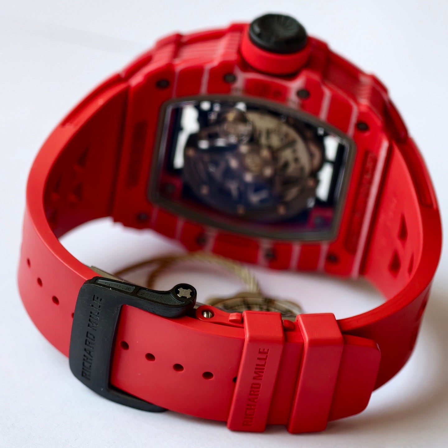 RM035-02 Red NTPT Umi Office 1:1 Best Edition Skeleton Dial On Red Rubber Strap RMAL1 Super Clone V2 (Free Sprung)