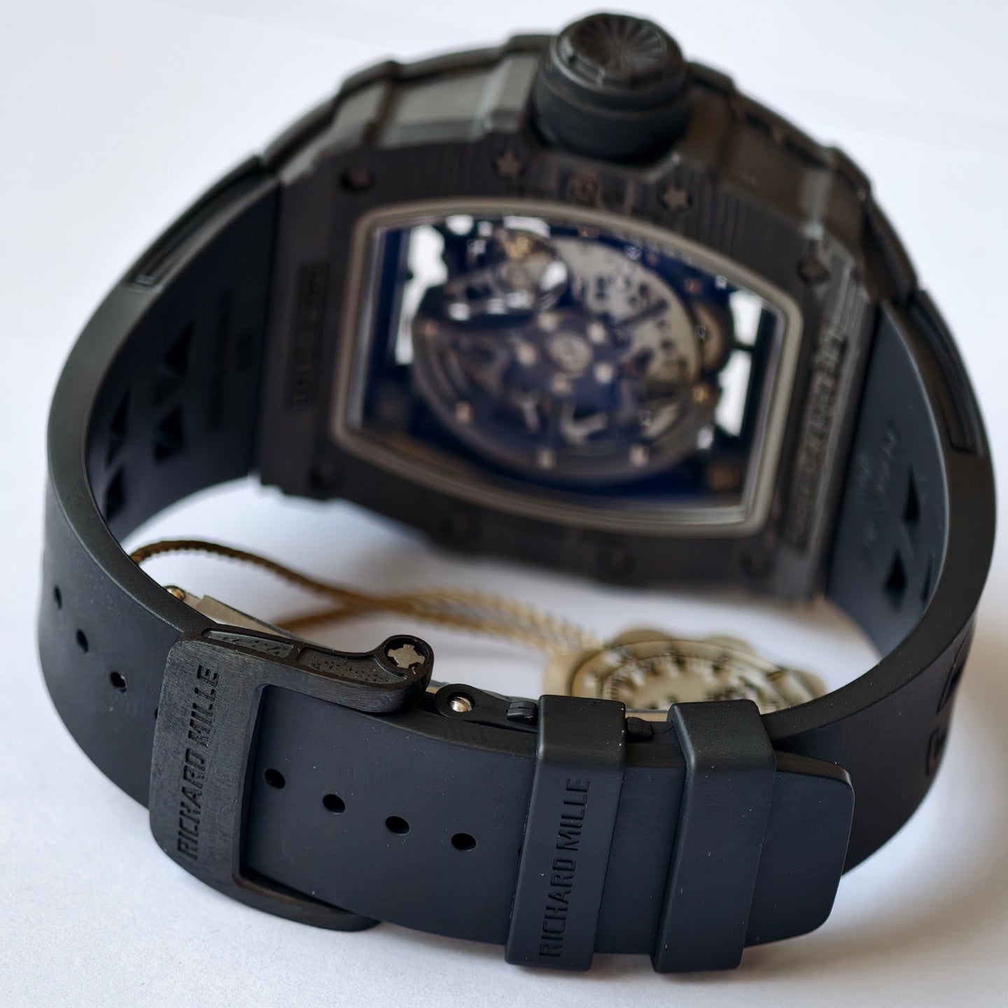 RM035-02 Black NTPT Black Crown Umi Office 1:1 Best Edition Skeleton Dial On Black Rubber Strap RMAL1 Super Clone V2 (Free Sprung)