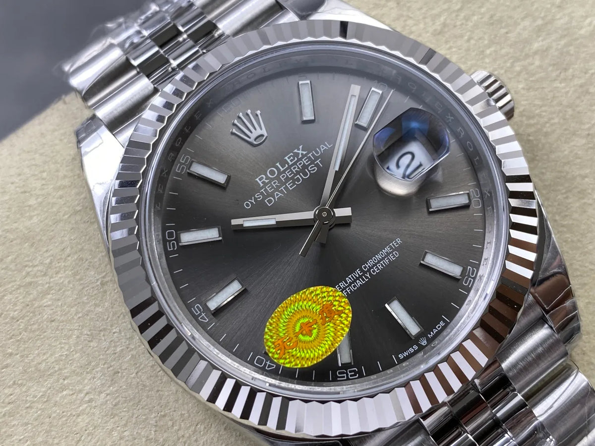 Datejust 41 126334 904L SS VSF 1:1 Best Edition Gray Stick Dial on Jubilee Bracelet VS3235 V2s (Free Sprung) Weighted