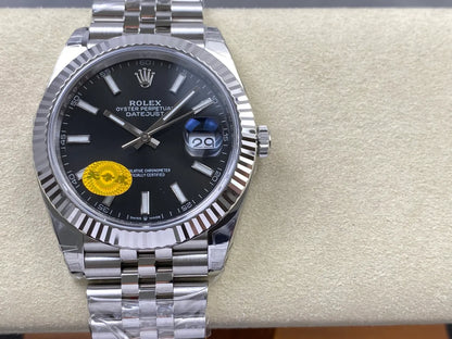 Datejust 41 126334 904L SS VSF 1:1 Best Edition Black Stick Dial on Jubilee Bracelet VS3235 V2s (Free Sprung) Weighted