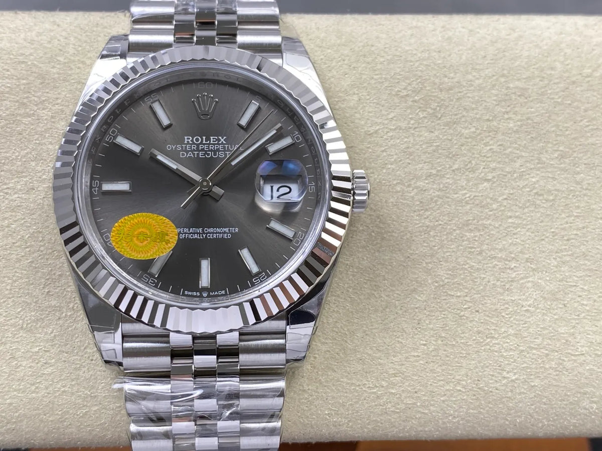 Datejust 41 126334 904L SS VSF 1:1 Best Edition Gray Stick Dial on Jubilee Bracelet VS3235 V2s (Free Sprung) Weighted