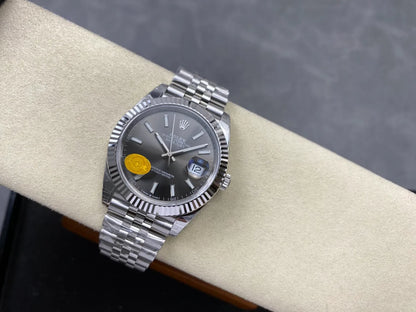 Datejust 41 126334 904L SS VSF 1:1 Best Edition Gray Stick Dial on Jubilee Bracelet VS3235 V2s (Free Sprung) Weighted