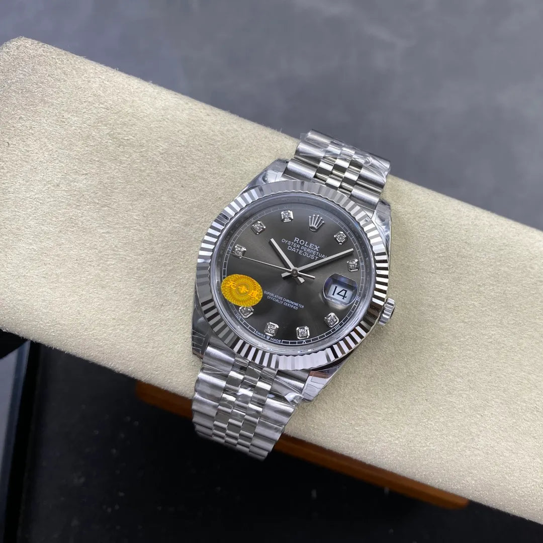 Datejust 41 126334 904L SS VSF 1:1 Best Edition Gray Diamond Dial on Jubilee Bracelet VS3235 V2s (Free Sprung) Weighted