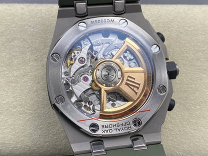 Royal Oak Offshore Chronograph 42mm 26238TI Titanium Case OCTA 1:1 Best Edition Khaki Green Dial on Green Rubber Strap SA4404 Free Sprung
