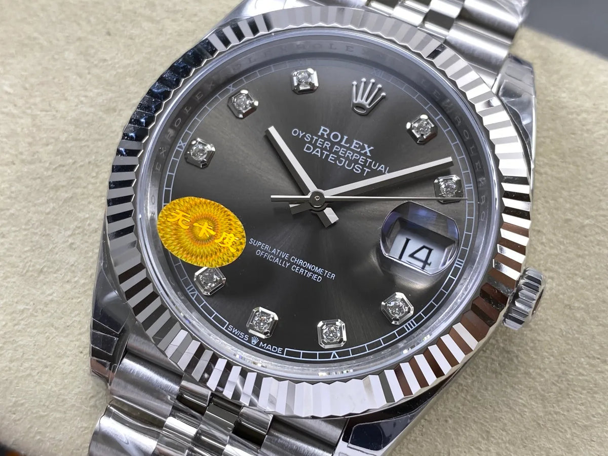 Datejust 41 126334 904L SS VSF 1:1 Best Edition Gray Diamond Dial on Jubilee Bracelet VS3235 V2s (Free Sprung) Weighted