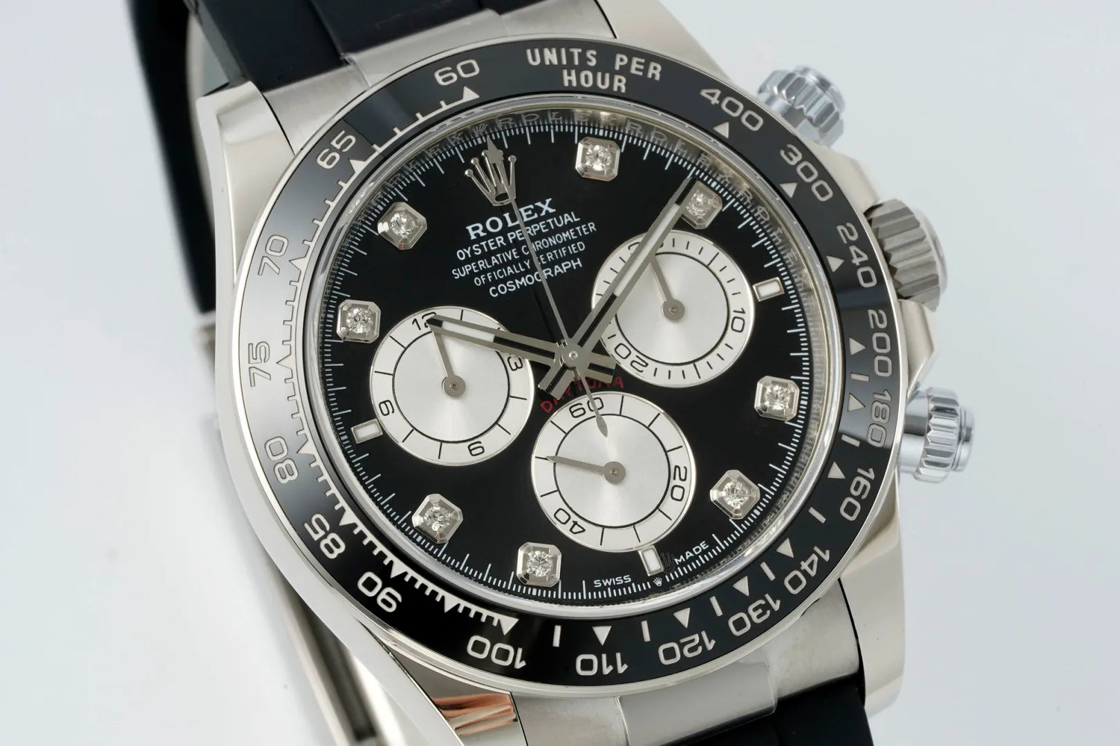 Daytona 126519 ERF Best Edition Black/Silver Diamonds Dial on Oysterflex Strap JH4131 (Free Sprung)