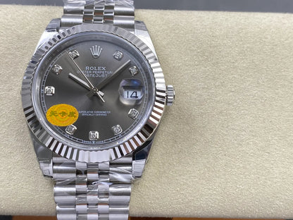 Datejust 41 126334 904L SS VSF 1:1 Best Edition Gray Diamond Dial on Jubilee Bracelet VS3235 V2s (Free Sprung) Weighted