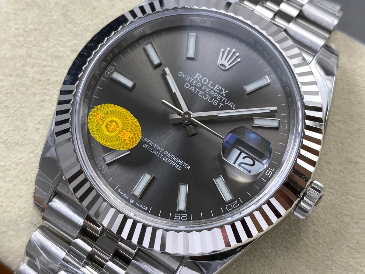 Datejust 41 126334 904L SS VSF 1:1 Best Edition Gray Stick Dial on Jubilee Bracelet VS3235 V2s (Free Sprung) Weighted