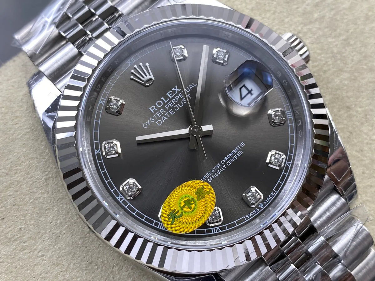 Datejust 41 126334 904L SS VSF 1:1 Best Edition Gray Diamond Dial on Jubilee Bracelet VS3235 V2s (Free Sprung) Weighted