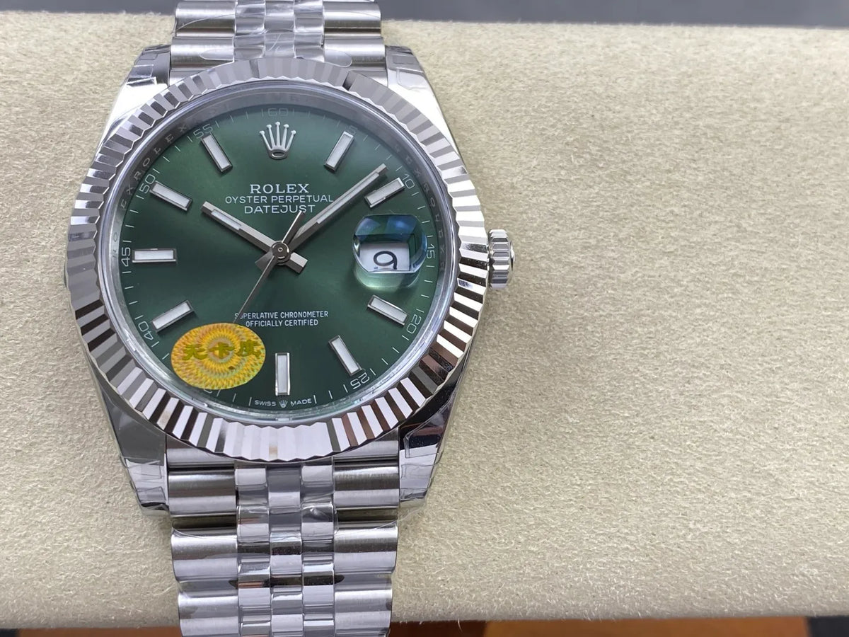Datejust 41 126334 904L SS VSF 1:1 Best Edition Green Stick Dial on Jubilee Bracelet VS3235 V2s (Free Sprung) Weighted