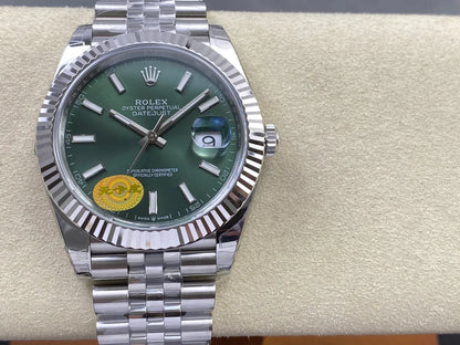 Datejust 41 126334 904L SS VSF 1:1 Best Edition Green Stick Dial on Jubilee Bracelet VS3235 V2s (Free Sprung) Weighted