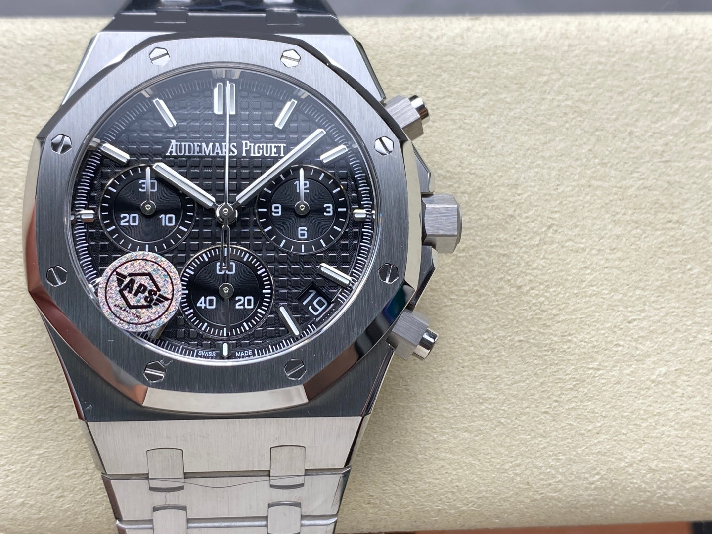 Royal Oak Chrono 26240 SS APSF 1:1 Best Edition Black Dial on SS Bracelet SA4401 Super Clone V2 (Free Sprung)