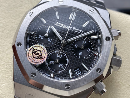 Royal Oak Chrono 26240 SS APSF 1:1 Best Edition Black Dial on SS Bracelet SA4401 Super Clone V2 (Free Sprung)