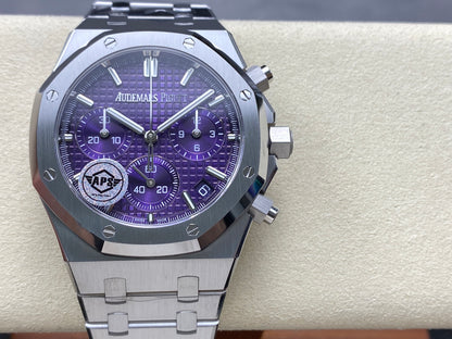 Royal Oak Chrono 26240 SS APSF 1:1 Best Edition Purple Dial on SS Bracelet SA4401 Super Clone V2 (Free Sprung)