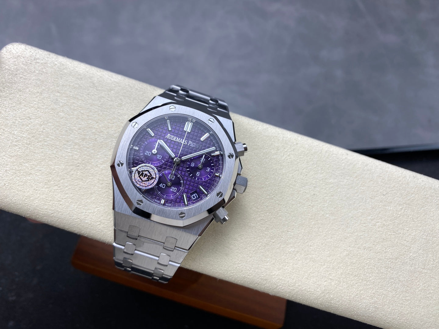 Royal Oak Chrono 26240 SS APSF 1:1 Best Edition Purple Dial on SS Bracelet SA4401 Super Clone V2 (Free Sprung)