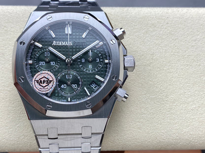 Royal Oak Chrono 26240 SS APSF 1:1 Best Edition Green Dial on SS Bracelet SA4401 Super Clone V2 (Free Sprung)
